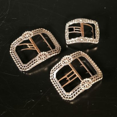 Set of three openwork and faceted silver...