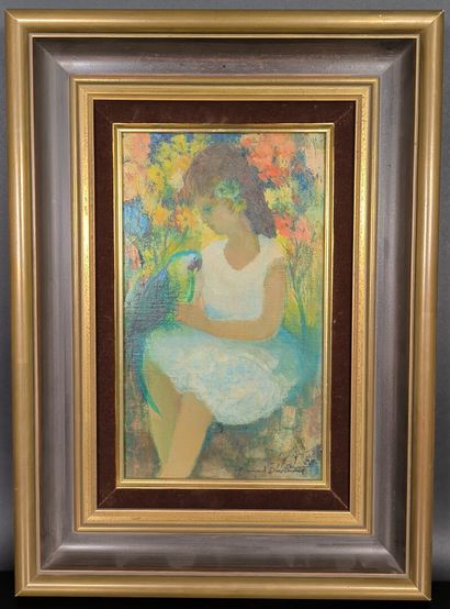 Bernard DEVANNE (XXth). Little girl with...