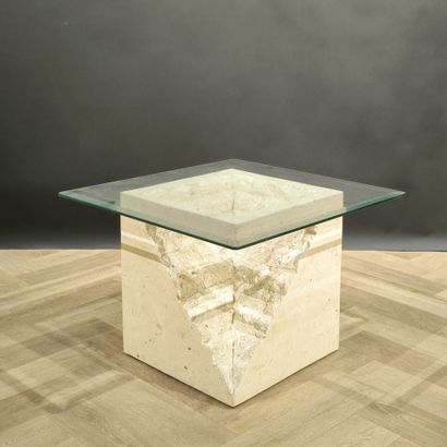 Brutalist coffee table in reconstituted stone...