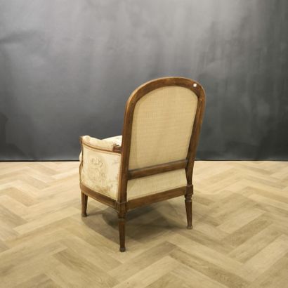 Natural wood bergère, fabric trim, Louis...
