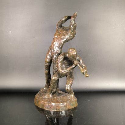 Anonymous, 20th century. Two musicians. Bronze...