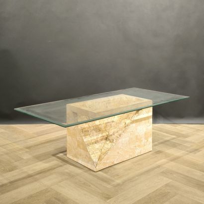 Brutalist coffee table in reconstituted stone...