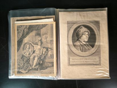 Classeur de 90 estampes environ, XVIIIème...