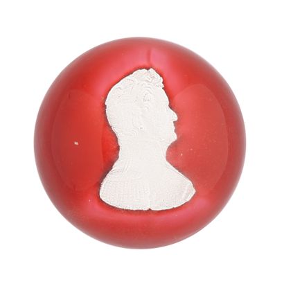 Clichy. Opaque red-backed crystal paperweight...