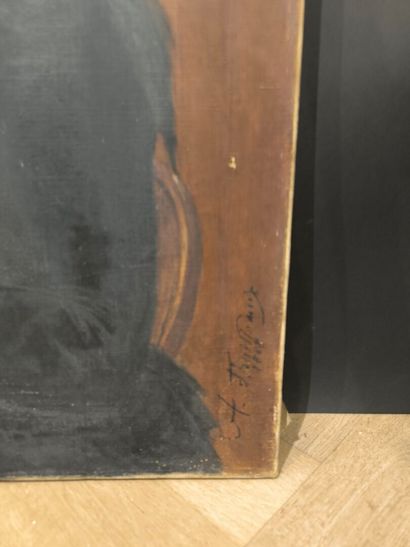 Abraham THUILLEAUX (XX). Femme en noir. Huile...