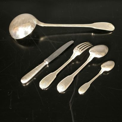 CHRISTOFLE. Silver-plated cutlery set: 15...