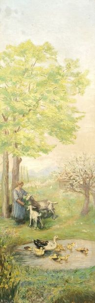 Maritza DUBIEF (?). Scènes champêtres. Deux...