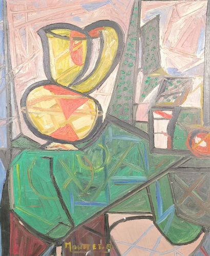 . A. MOUTT AND (?). Untitled. Oil on canvas,...