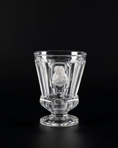 Baccarat. Moulded crystal pedestal glass...