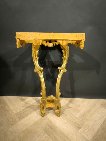 Carved and molded redoré wood console, white...