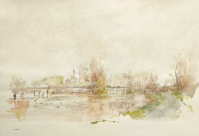 Jean COMMERE (1920-1986). Banks of the Loire...