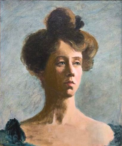 Portrait d'une femme. Huile sur toile vers...