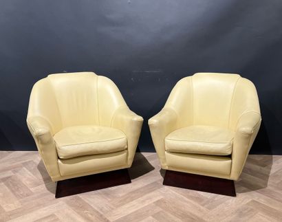 Pair of mahogany and mahogany veneered armchairs,...