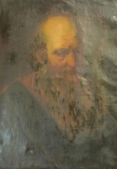 Ecole française du XIXème. Homme barbu. Huile...