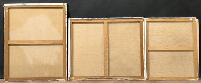 Set of 3 works: Untitled. Paint on canvas....