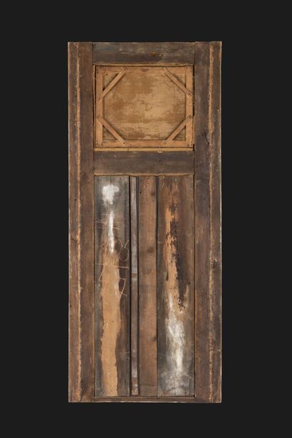 Repainted and gilded wood trumeau, molded...