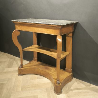 Cherry wood console, one drawer in the waist,...
