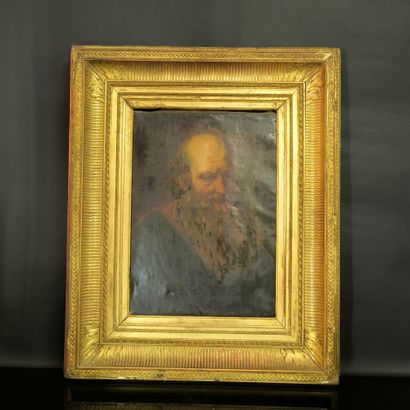 Ecole française du XIXème. Homme barbu. Huile...