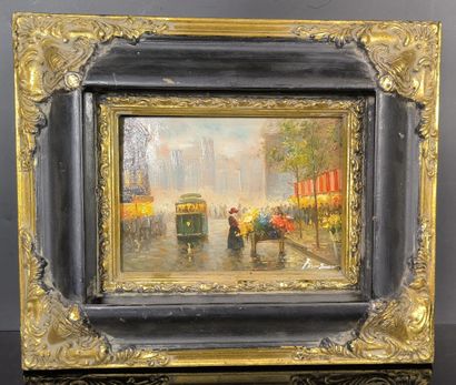 Ecole française du XXème siècle. Le marché...