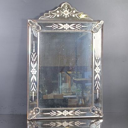 Rectangular engraved glass of Venice. 20th...