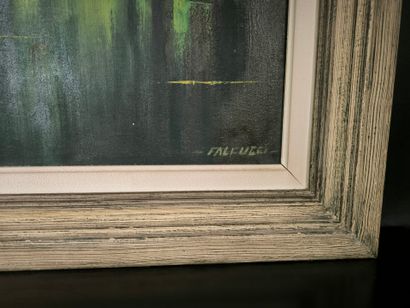 Robert FALCUCCI (1900-1989). Rivière en sous-bois....