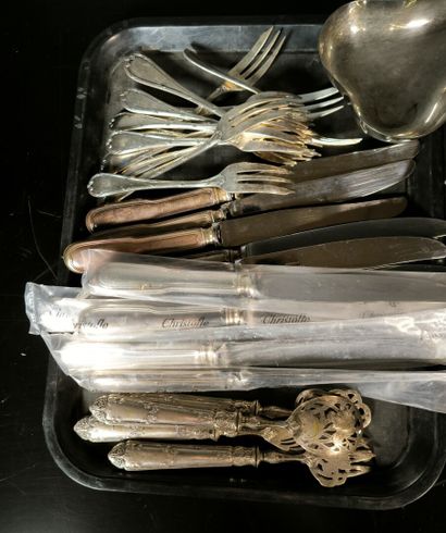CHRISTOFLE. Silver-plated flatware set:
-...