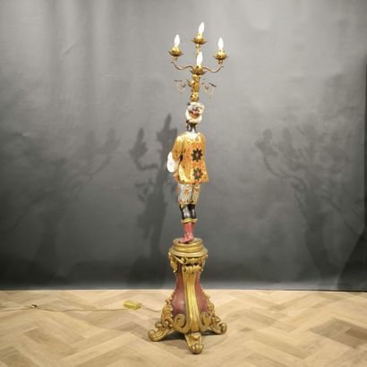 Nubian torch-holder in lacquered and gilded...