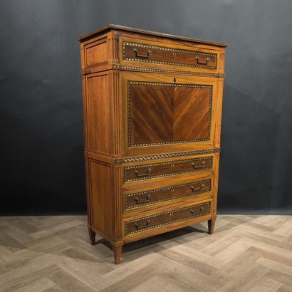 Straight desk in natural wood and veneer...