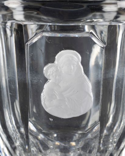 Saint-Louis. Moulded crystal pedestal glass...