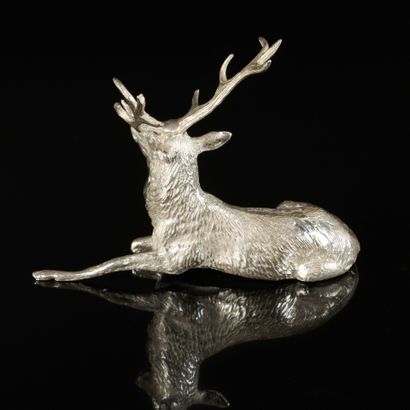 Silver deer. Minerve hallmark. Height 7 cm,...