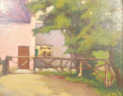 PEETERS (?). Barrière devant une maison....