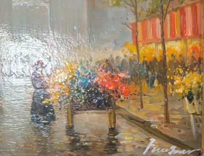 Ecole française du XXème siècle. Le marché...