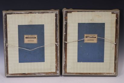 Deux lithographies aquarellées représentant...