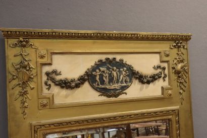 Trumeau in painted and gilded wood, decorated...