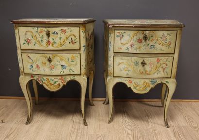 Pair of bedside tables in lacquered wood...