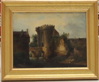 19th century French school 
View of a ruin...