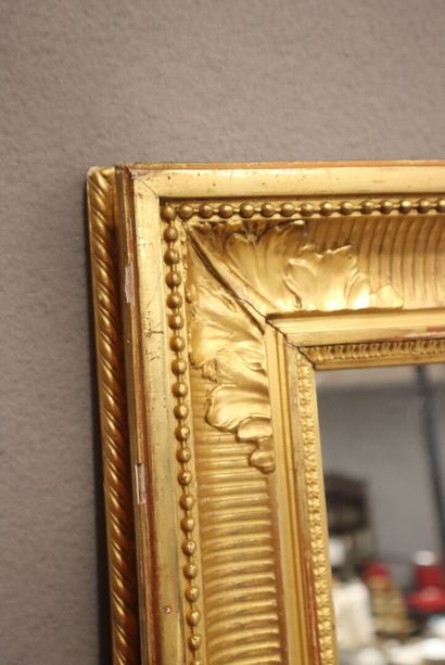 Gilded molded wood square mirror decorated...