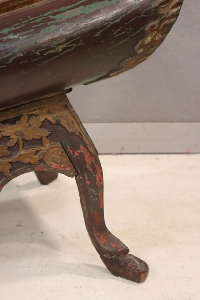 Celempung 
in carved wood and polychrome...