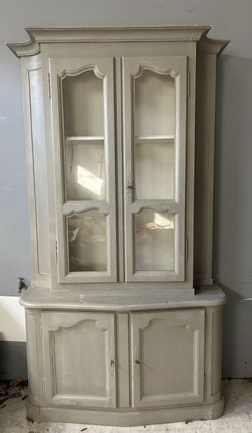 Grey lacquered wooden dresser, the top and...