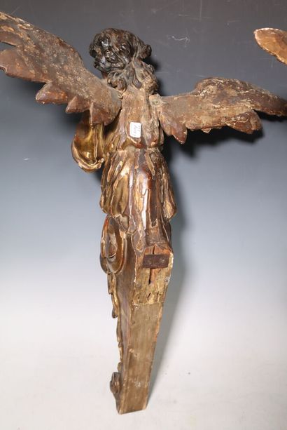 Pair of gilded wood sconce brackets depicting...