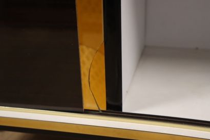 Wood and Formica bar cabinet in natural wood...