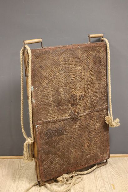 Natural wood and iron semis with writing...