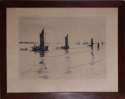 Bateaux dans la baie
Lithographie en noir...