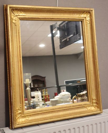 Gilded molded wood square mirror decorated...