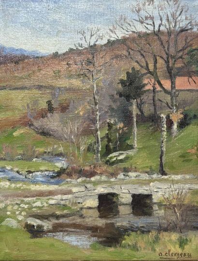 Auguste CLERGEAU (1898-1967). 
Le vieux pont...