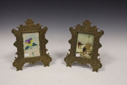 Two repoussé gilded metal frames in the Byzantine...