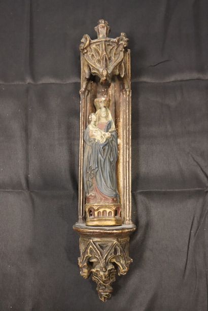 Carved walnut element, representing angels...