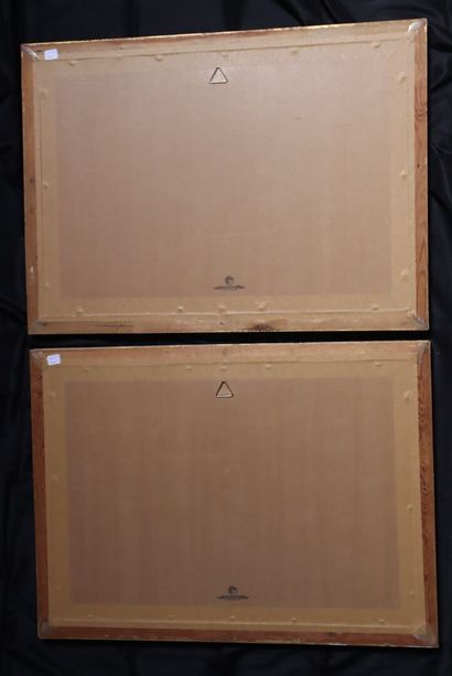 Pair of black lithographs 
after All FELD:...