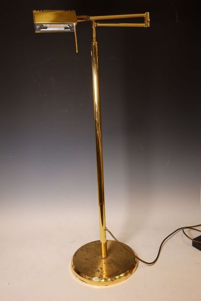 Telescopic floor lamp in gilded brass with...