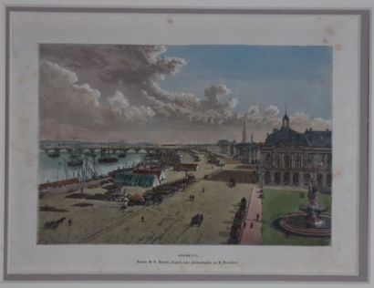 Paire de lithographies :
- Bordeaux, dessin...